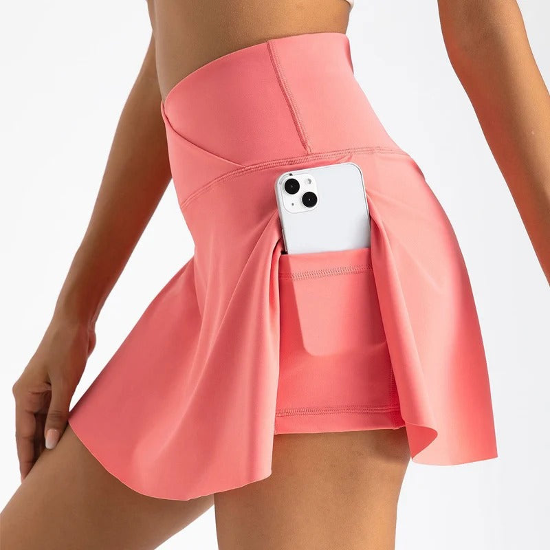 Women's High Waisted Pleated Tennis Golf Skorts - Moisture - Wicking, Pockets & Flowy Hem
